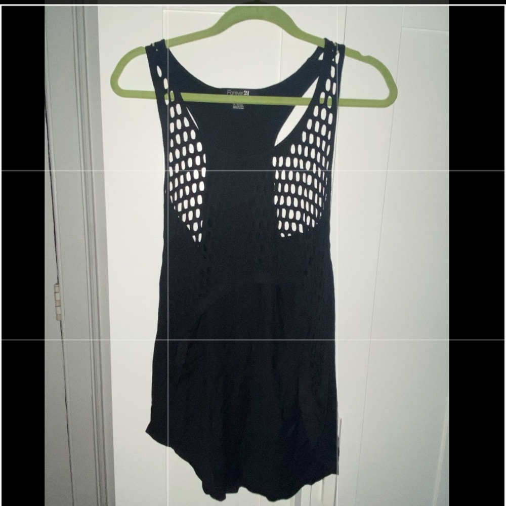 Forever21 black netted high-low top